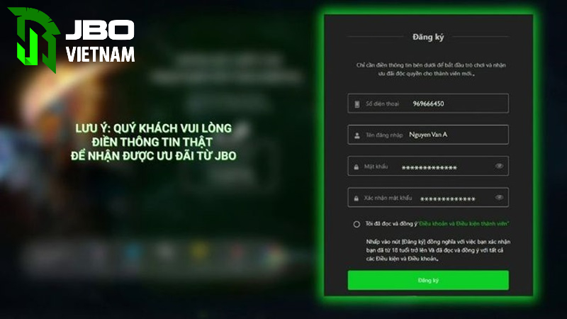 Hướng dẫn đăng kí JBO