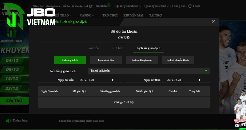 Hình thức rút tiền JBO. 